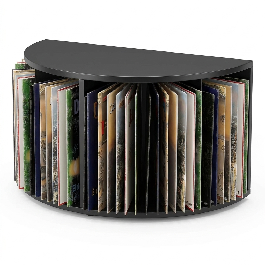 Support pour disques vinyles noir, empilable et compact