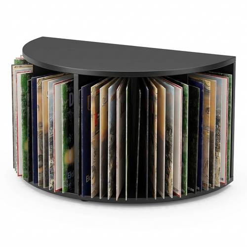 Support pour disques vinyles noir, empilable et compact