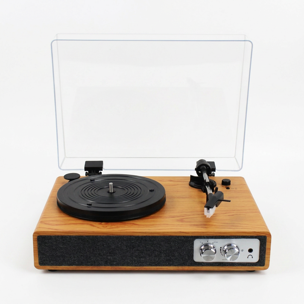 Platine vinyle rétro avec enceinte Bluetooth intégrée, 3 vitesses