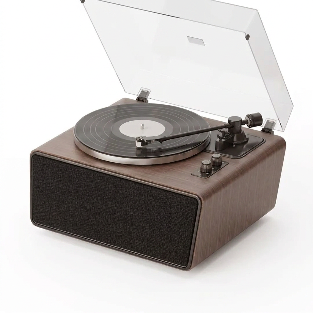 Platine vinyle tout-en-un Aldo Bluetooth, coloris noyer