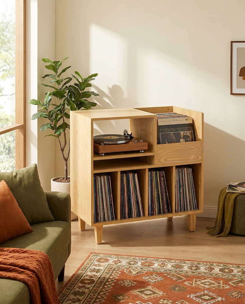 Support tourne-disque en bois à 6 niveaux, capacité 100 lb