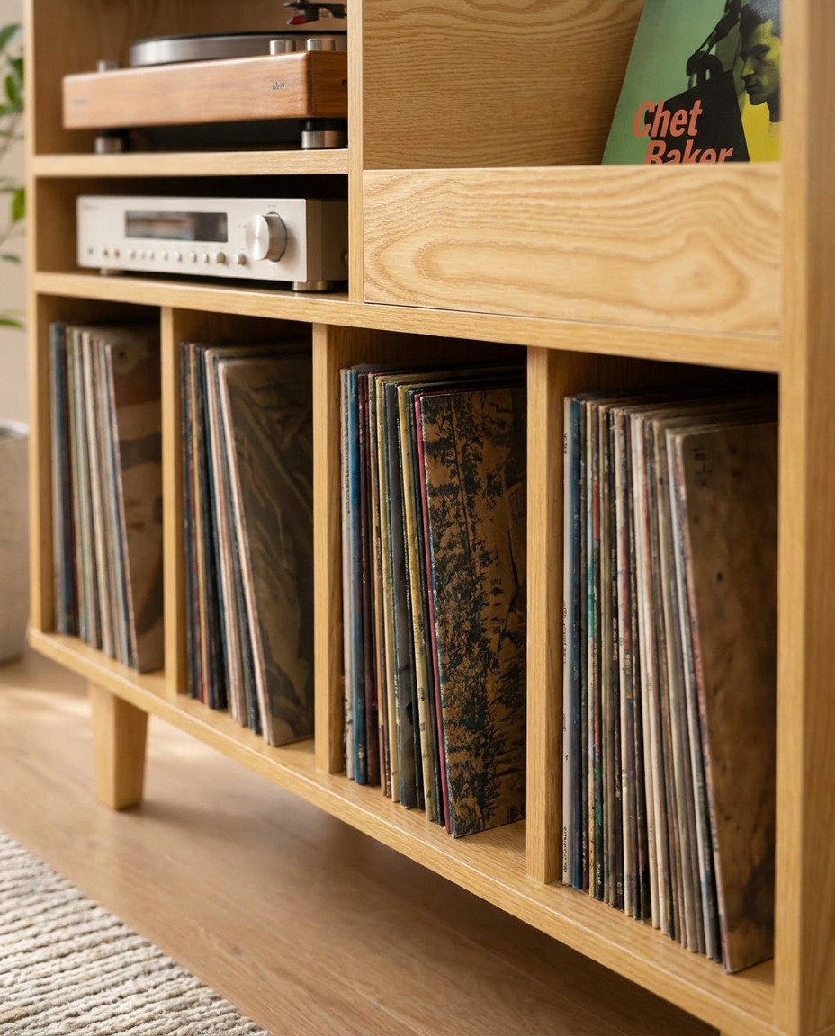 Support tourne-disque en bois à 6 niveaux, capacité 100 lb