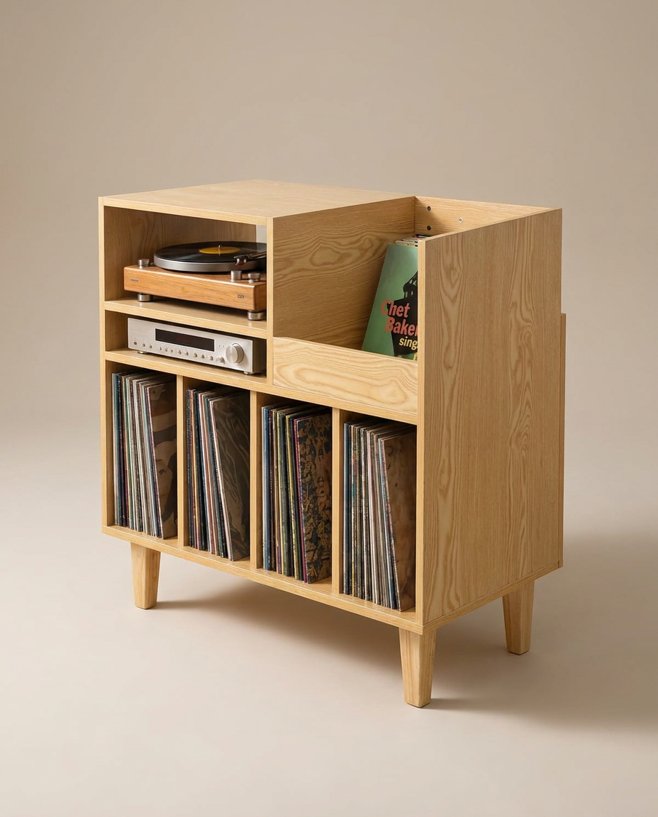 Support tourne-disque en bois à 6 niveaux, capacité 100 lb