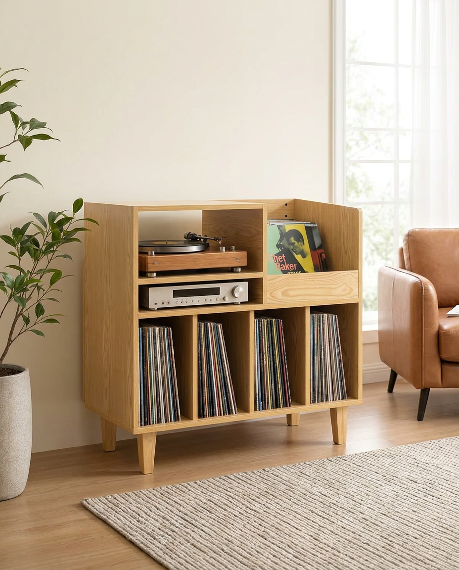 Support tourne-disque en bois à 6 niveaux, capacité 100 lb