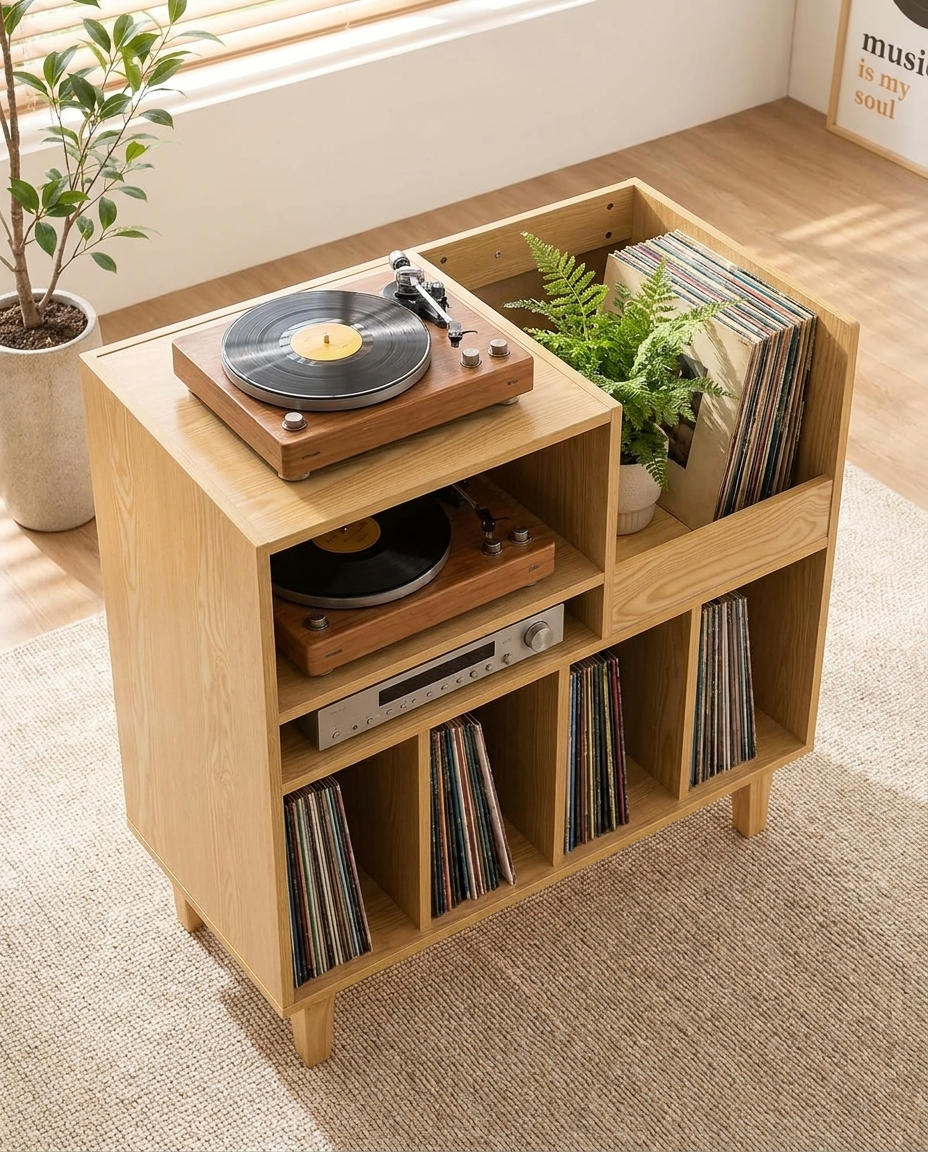 Support tourne-disque en bois à 6 niveaux, capacité 100 lb