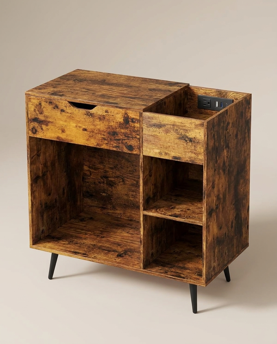 Meuble pour tourne-disque avec prise USB et Type-C, 79,5 x 40 x 79 cm