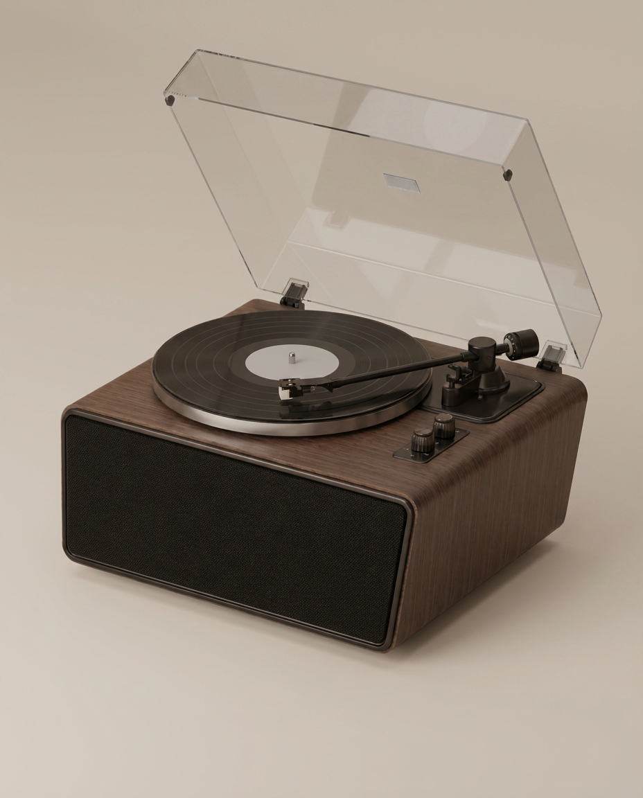 Platine vinyle tout-en-un Aldo Bluetooth, coloris noyer