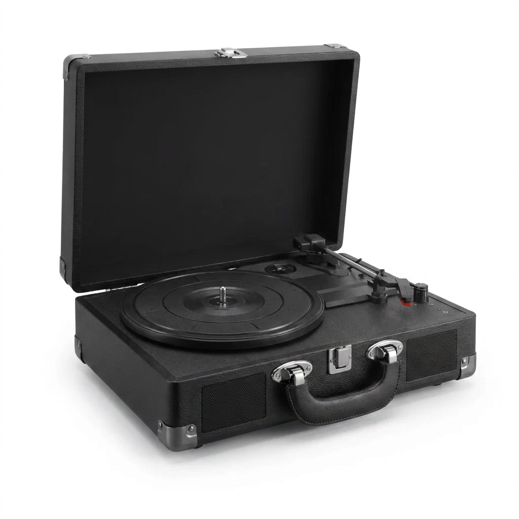 Tourne-disque Onyx façon valise, noir